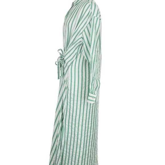 COPY - Striped Long Sleeved Green and White Tie Maxi Dress - Picture 4 of 10